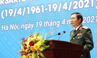 Thượng tướng Nguyễn Tân Cương phát biểu tại lễ mít tinh kỷ niệm 60 năm Ngày chiến thắng Hi-rôn