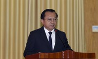 Tân Thứ trưởng Bộ Tài chính Lê Tấn Cận phát biểu tại lễ nhận quyết định. 