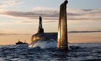 Tàu ngầm mang tên lửa đạn đạo Yuri Dolgoruky của Nga. Ảnh: Sputnik.