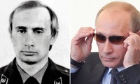 Bức ảnh chụp Tổng thống Putin khi còn là sĩ quan tình báo KGB và ảnh chụp năm 2013. Ảnh: RT.