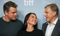 Từ trái sang: Matt Damon, Hồng Châu và Christoph Waltz. Nguồn: Internet.