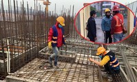 Công trường xây dựng Hà Nội đo thân nhiệt, phát khẩu trang cho công nhân
