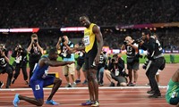 Hình ảnh chuyển giao quyền lực ở nội dung chạy 100 m giữa Usain Bolt và Justin Gatlin