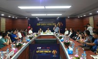 Quang cảnh họp báo công bố Cúp Chiến thắng 2017 tại Hà Nội sáng 12/9.