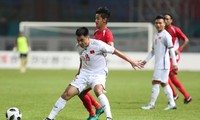Olympic Việt Nam đang cân bằng điểm số và chỉ số phụ với Nhật Bản sau chiến thắng 2-0 Nepal tối 16/8. Ảnh: Vnexpress