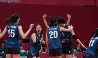 Đội tuyển bóng chuyền nữ có chiến thắng đầy cảm xúc trước Hàn Quốc tại Asiad 19. (ảnh Lượng Bùi)