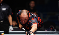 Shane Van Boening là tay cơ huyền thoại Mỹ nhưng đã sớm dừng bước ở Ha Noi Open Pool 2024 (ảnh Hiển Trần)