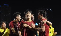 Niềm vui chiến thắng của các cầu thủ U22 Việt Nam. Ảnh: Tuấn Hải