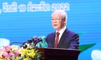 Tổng Bí thư Nguyễn Phú Trọng dự lễ kỷ niệm 60 năm Ngày thiết lập quan hệ ngoại giao Việt Nam - Lào