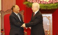 Hình ảnh Tổng Bí thư Nguyễn Phú Trọng tiếp Chủ tịch Quốc hội Campuchia