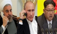 Từ trái sang: Tổng thống Iran Hassan Rouhani, Tổng thống Nga Vladimir Putin và Chủ tịch Triều Tiên Kim Jong-un.