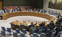 Hội đồng Bảo an Liên Hợp Quốc họp thông qua nghị quyết trừng phạt Triều Tiên hôm 5/8. Ảnh: AP
