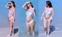 Hậu tiết lộ cha của con, Lauryn Goodman tự tin khoe bụng bầu với bikini