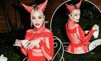Rita Ora hóa nữ quỷ đỏ nóng bỏng trong bộ catsuit xuyên thấu táo bạo