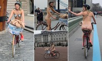 Cô gái gần như khoả thân, đạp xe quanh London giữa lạnh giá 10 độ C vì lý do bất ngờ