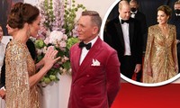 Công nương Kate lộng lẫy với váy xuyên thấu ánh kim tại buổi ra mắt phim 007