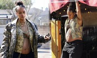 Bà bầu tỷ phú Rihanna phanh áo lộ nội y ‘bỏng mắt’