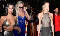 Candice Swanepoel diện váy trong suốt khoe ngực trần táo bạo, hội ngộ Kim Kardashian