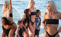 Kim Kardashian sexy hết nấc với bikini khi đi biển cùng 4 con