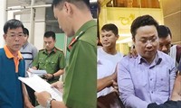 Cựu Phó Chánh án TAND quận 4 Nguyễn Hải Nam (trái) và cựu giảng viên Lâm Hoàng Tùng vào thời điểm khởi tố bị can. Ảnh: Thanh Huyền.