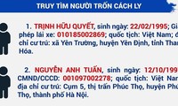 Sở Y tế tỉnh Tây Ninh tìm 2 thanh niên trốn cách ly tập trung.