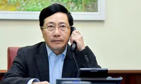 Phó Thủ tướng Phạm Bình Minh tại cuộc điện đàm. (Ảnh: Mofa)