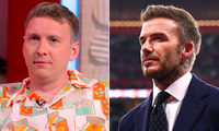 Diễn viên hài Joe Lycett (trái) và cựu danh thủ David Beckham. (Ảnh: CNN)