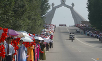 Tượng đài thống nhất ở thủ đô Bình Nhưỡng, Triều Tiên. (Ảnh: Reuters)