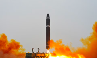 Một vụ phóng tên lửa của Triều Tiên trong năm 2023. (Ảnh: KCNA)