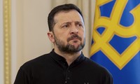 Tổng thống Ukraine Volodymir Zelensky tại cuộc họp báo ở Kiev ngày 19/2. (Ảnh: AP)