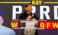 Cựu Tổng thống Philippines Rodrigo Duterte trong một cuộc vận động cử tri trước khi ông bị bắt. (Ảnh: AP)