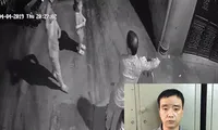 Đối tượng Phúc tại cơ quan điều tra và hình ảnh do camera ghi lại.