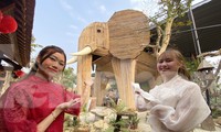 Con voi khổng lồ làm từ hàng nghìn cây tre thu hút giới trẻ đến check-in