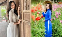 Thả dáng trong tà áo dài thướt tha, nữ cán bộ Đoàn Nghệ An toát lên vẻ đẹp dịu dàng