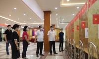 Khu vực bỏ phiếu trong KTX của ĐH Quốc gia Hà Nội. Ảnh VNU