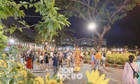 Đường hoa Phú Mỹ Hưng tấp nập người tham quan, bắt buộc đeo khẩu trang và khai báo y tế