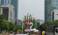 Ngắm linh vật rắn khổng lồ trên đường hoa Nguyễn Huệ