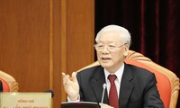 Tổng Bí thư, Chủ tịch nước Nguyễn Phú Trọng chủ trì và phát biểu khai mạc hội nghị. (Ảnh: Trí Dũng/TTXVN) 