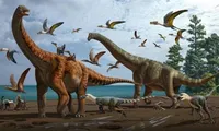 Hình minh họa của một nghệ sĩ về hai loài khủng long Silutitan sinensis (trái) và Hamititan xinjiangensis (phải)
