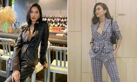 Hoàng Thuỳ, Mâu Thuỷ cùng diện mốt hững hờ cúc áo khoe vòng một nóng bỏng