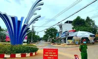 Chốt phòng dịch vào trung tâm TP Gia Nghĩa . Ảnh: A.N