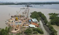 Toàn cảnh công trường cầu Nhơn Trạch lớn nhất đường Vành đai 3 TPHCM