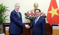 Bộ trưởng Ngoại giao Bùi Thanh Sơn tiếp Thứ trưởng thứ nhất Bộ Ngoại giao Nga V. Titov. (Ảnh: Mofa)