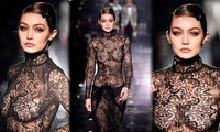 Gigi Hadid mặc xuyên thấu, để ngực trần trên sàn diễn