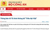 Bộ Công an thông báo về Tổ chức khủng bố &apos;Triều đại Việt&apos;