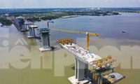 Cầu lớn nhất đường Vành đai 3 nối TPHCM với Đồng Nai dần rõ hình hài