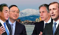 Bốn quan chức ngoại giao Mỹ - Trung tham dự cuộc gặp ở Alaska ngày 19/3. Ảnh: Reuters