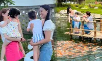 Hoàng Oanh đến nhà Nhã Phương - Trường Giang, &apos;check in&apos; hồ cá koi bạc tỷ 