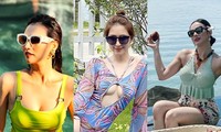 Hòa Minzy diện áo tắm khoe chân ngực, Angela Phương Trinh khoe cơ bắp cuồn cuộn