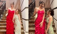 Hòa Minzy tự &apos;dìm&apos; chiều cao khi đứng cạnh Hoa hậu Đỗ Thị Hà